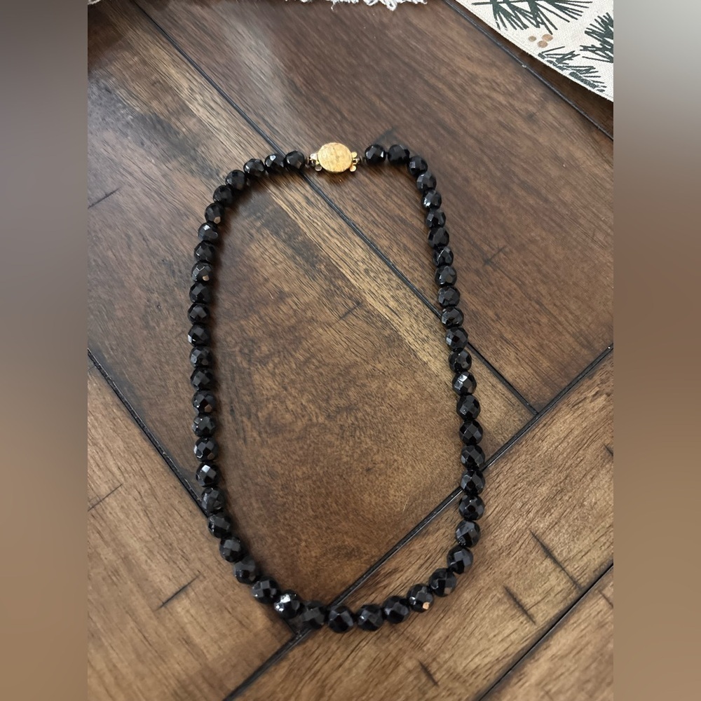 Vintage Black Glass Beaded Necklace